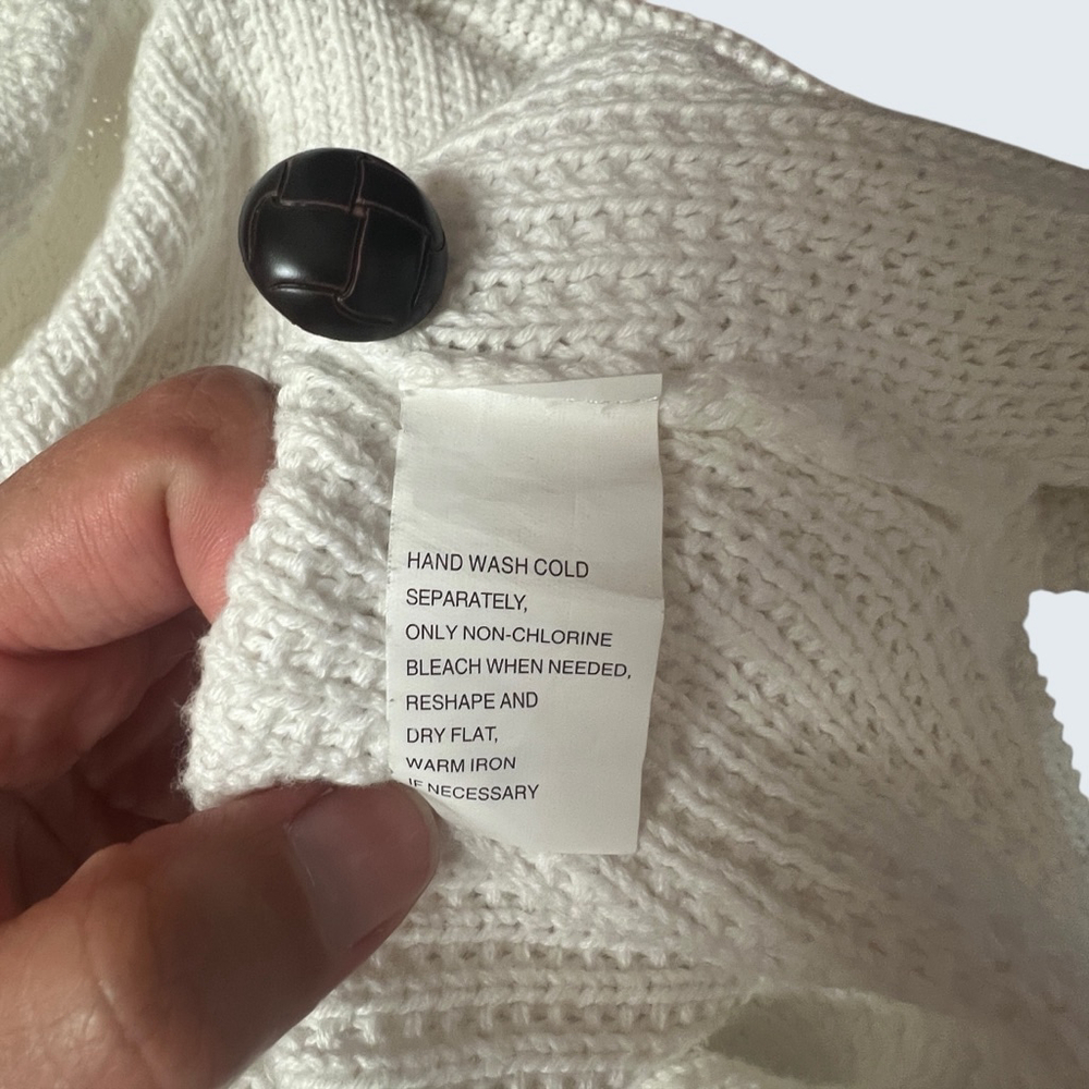 Jeanne Pierre Woman Ivory Cotton Cable Knit Shawl Collar Cardigan Sweater 1X - Picture 4 of 16